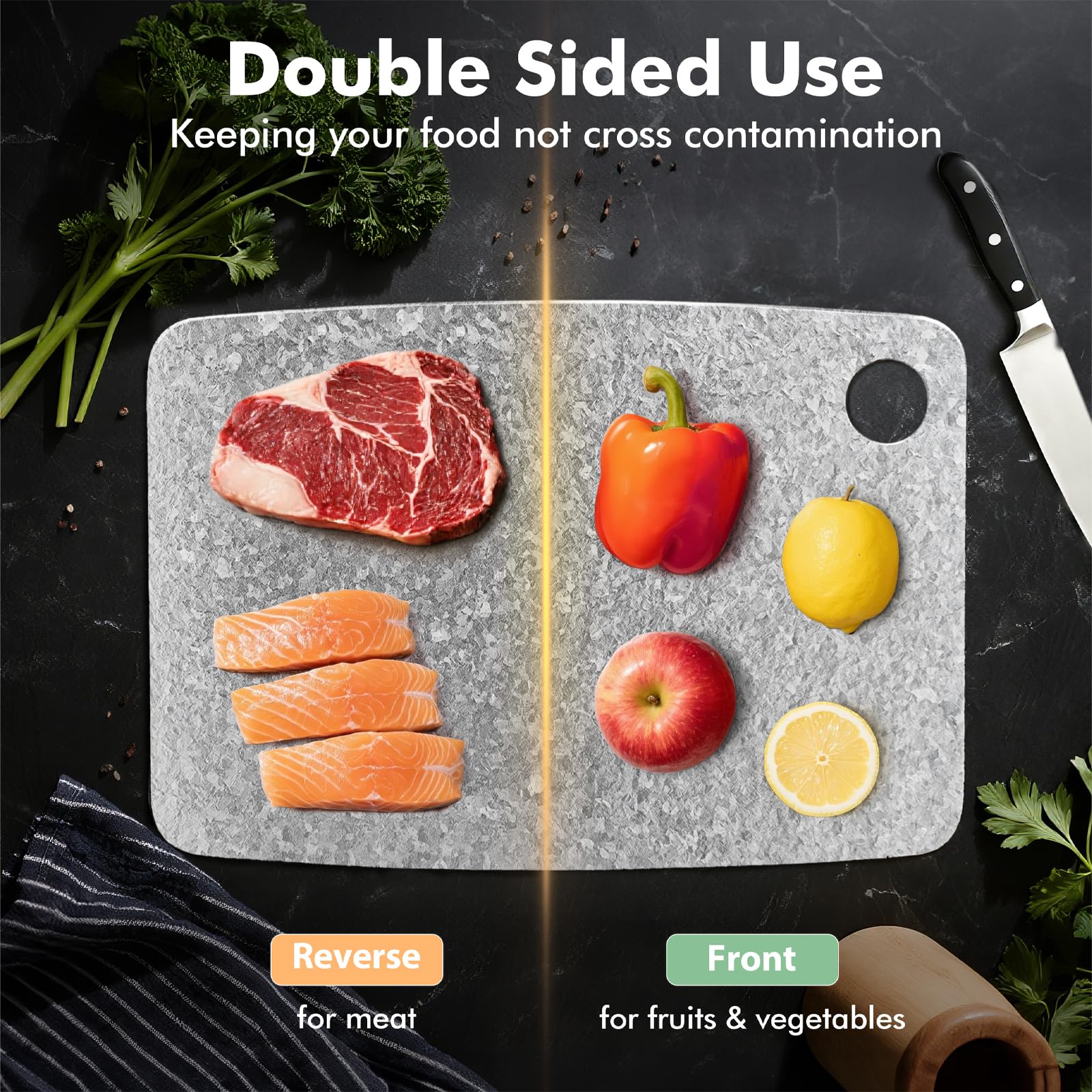 FineYorker outdoor camping setup with cutting board in use