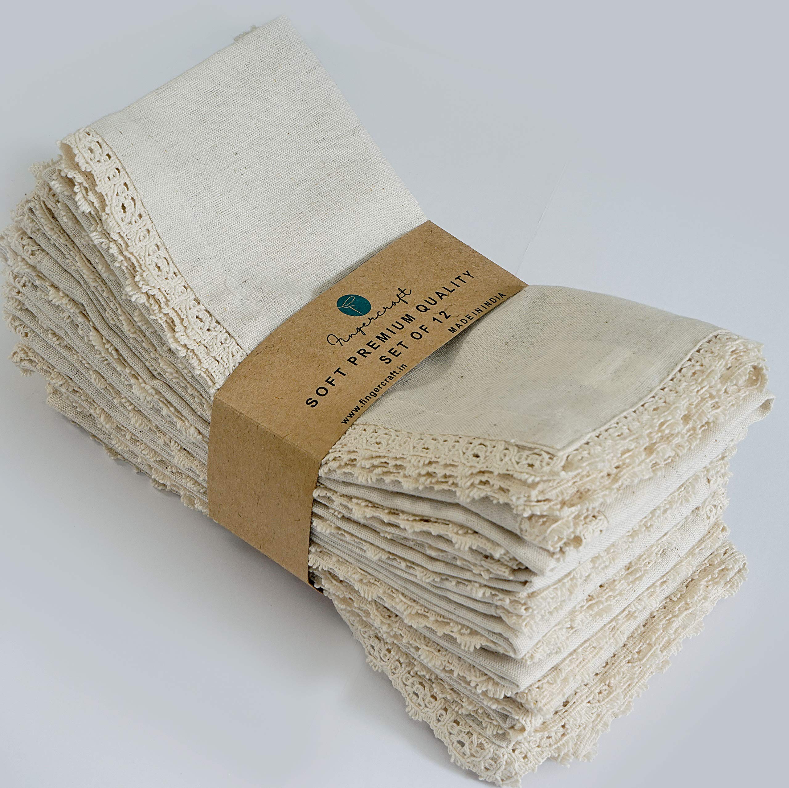 Fingercraft ivory lace dinner napkin with soft texture for elegant table settings