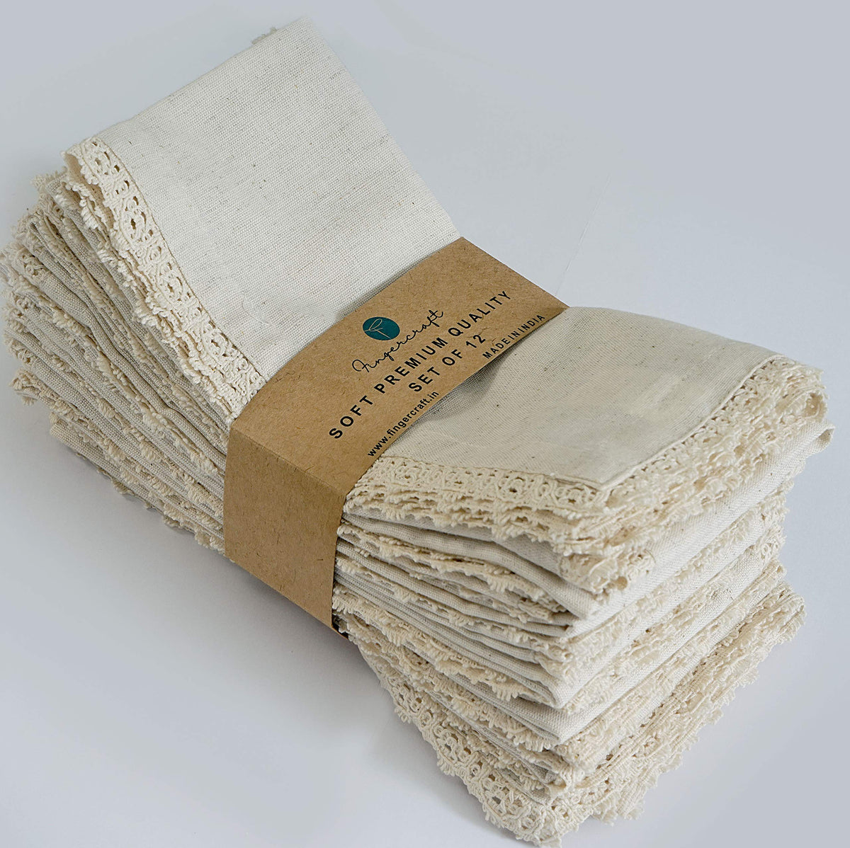 Fingercraft ivory lace dinner napkin with soft texture for elegant table settings