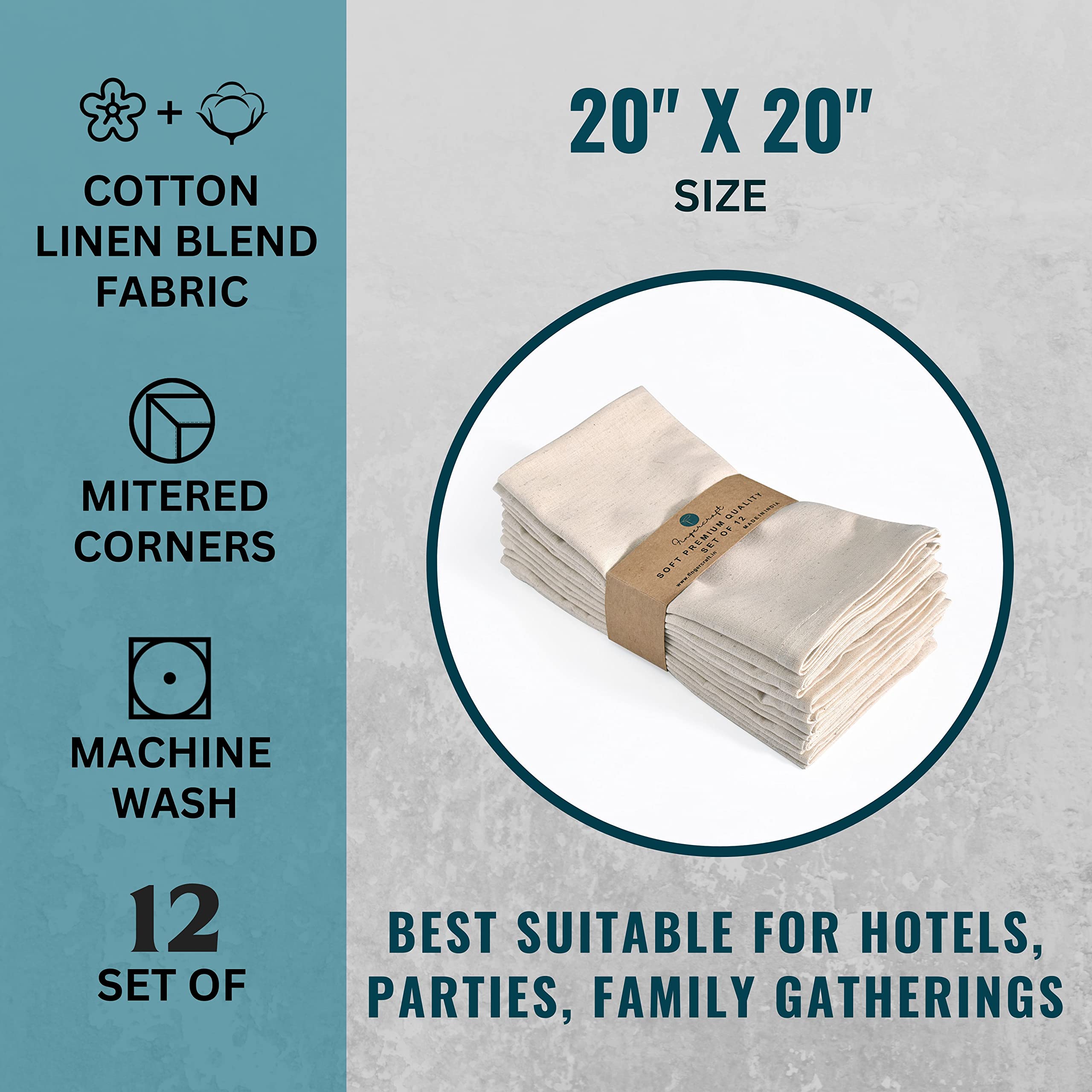 Fingercraft ivory napkins add an elegant touch to family dinners and holidays