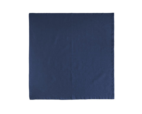 Close-up of Fingercraft navy napkins showing soft cotton-linen texture.
