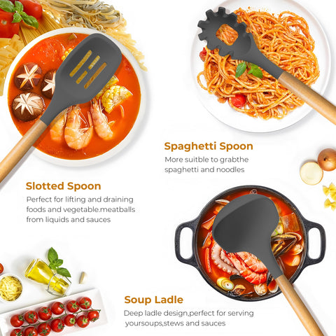 FINENUT includes spatula, basting brush, tongs, whisk for versatile cooking.
