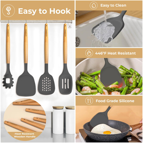 FINENUT silicone edges protect nonstick surfaces during flipping and stirring.