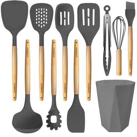 FINENUT silicone utensils set 11pcs overview for versatile nonstick cooking.