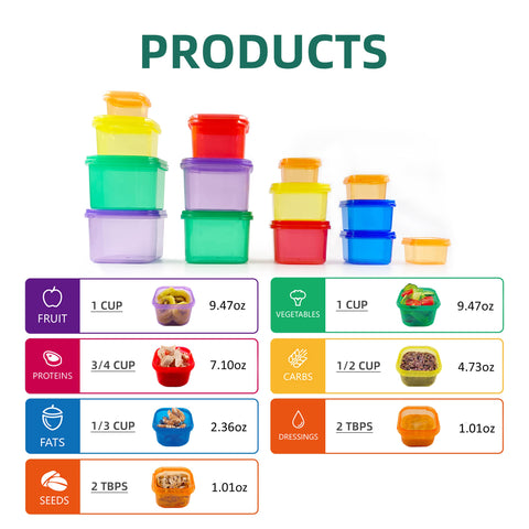 Finorder color coded lids provide quick visual portion cues for meals.