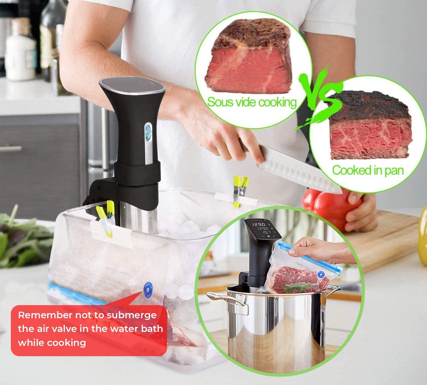 FIRAWER sous vide bags with air valve technology for secure sealing.