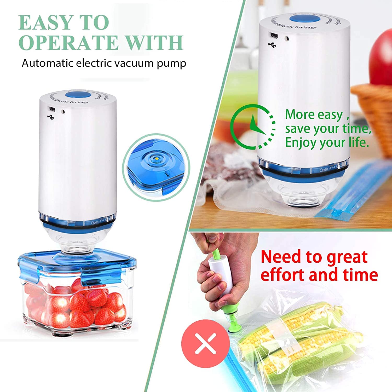 FIRAWER sous vide bags include five air valves and two seal clips.