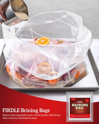 FIRDLE brining bags versatile for turkey, steak, or lamb.
