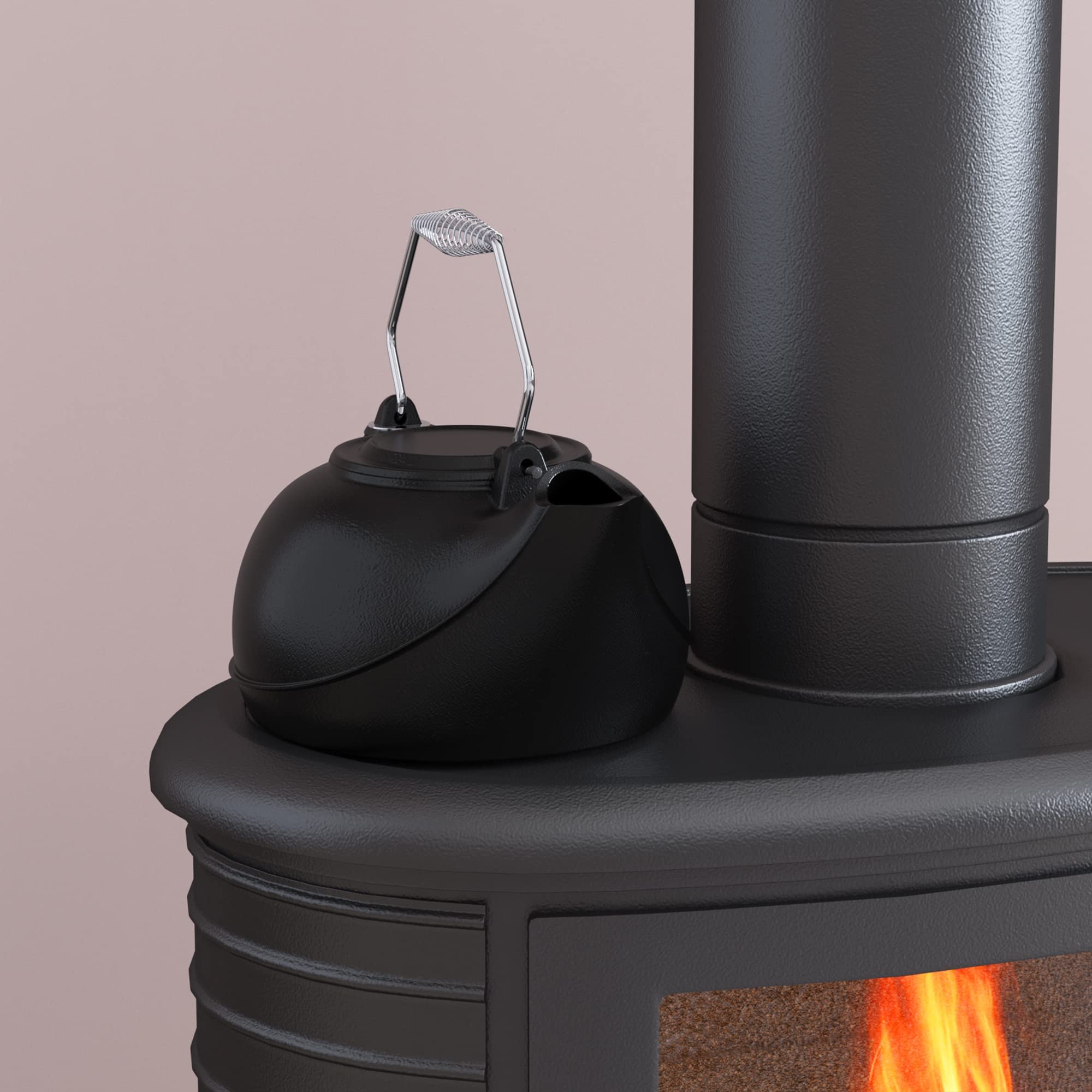 Fire Beauty humidifying iron kettle chrome handle visible on safe design