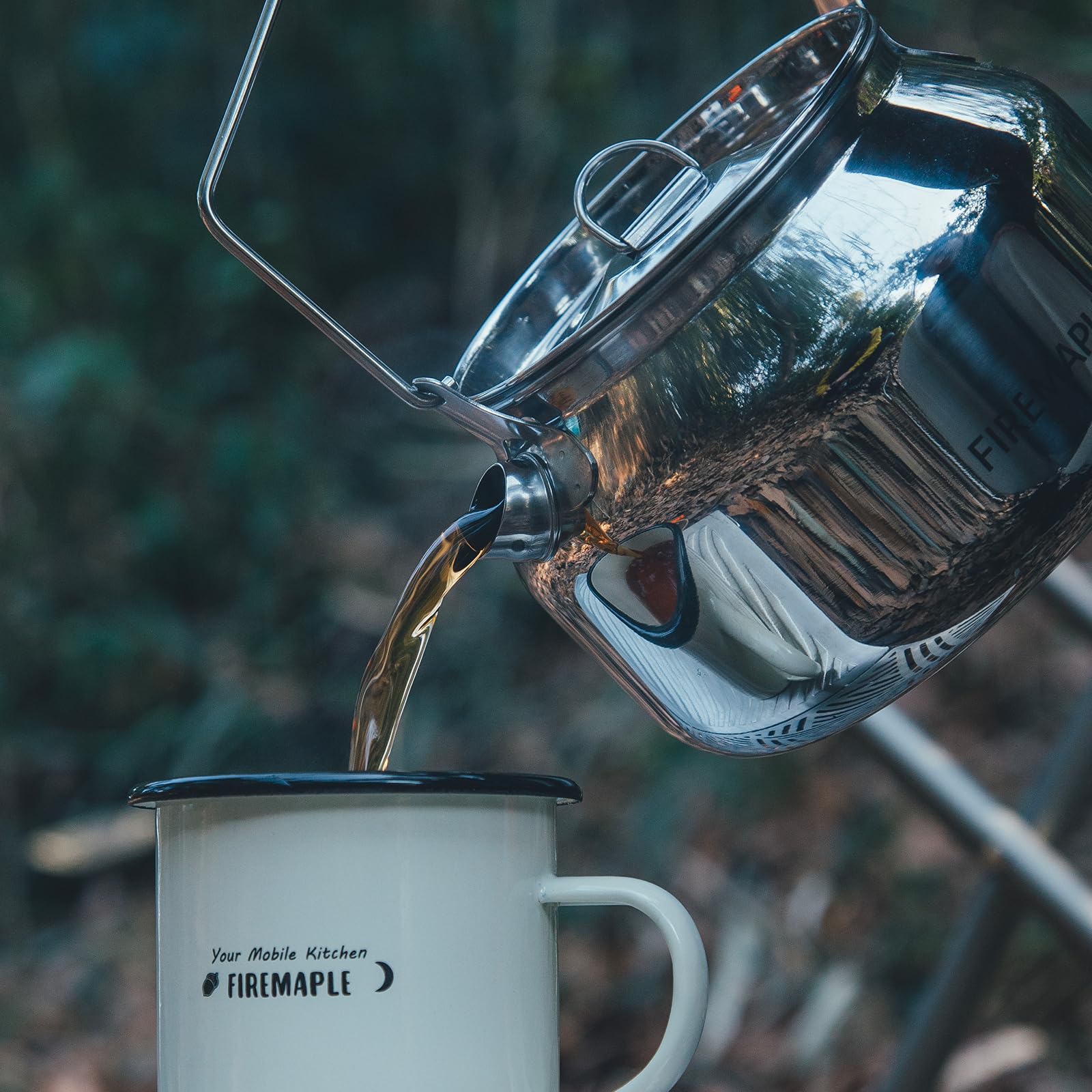Fire-Maple Antarcti kettle in a rugged bushcraft setting ready for camp cooking.
