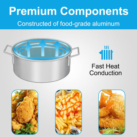Fire Riot heat resistant handle closeup emphasizing safe grip during outdoor frying.