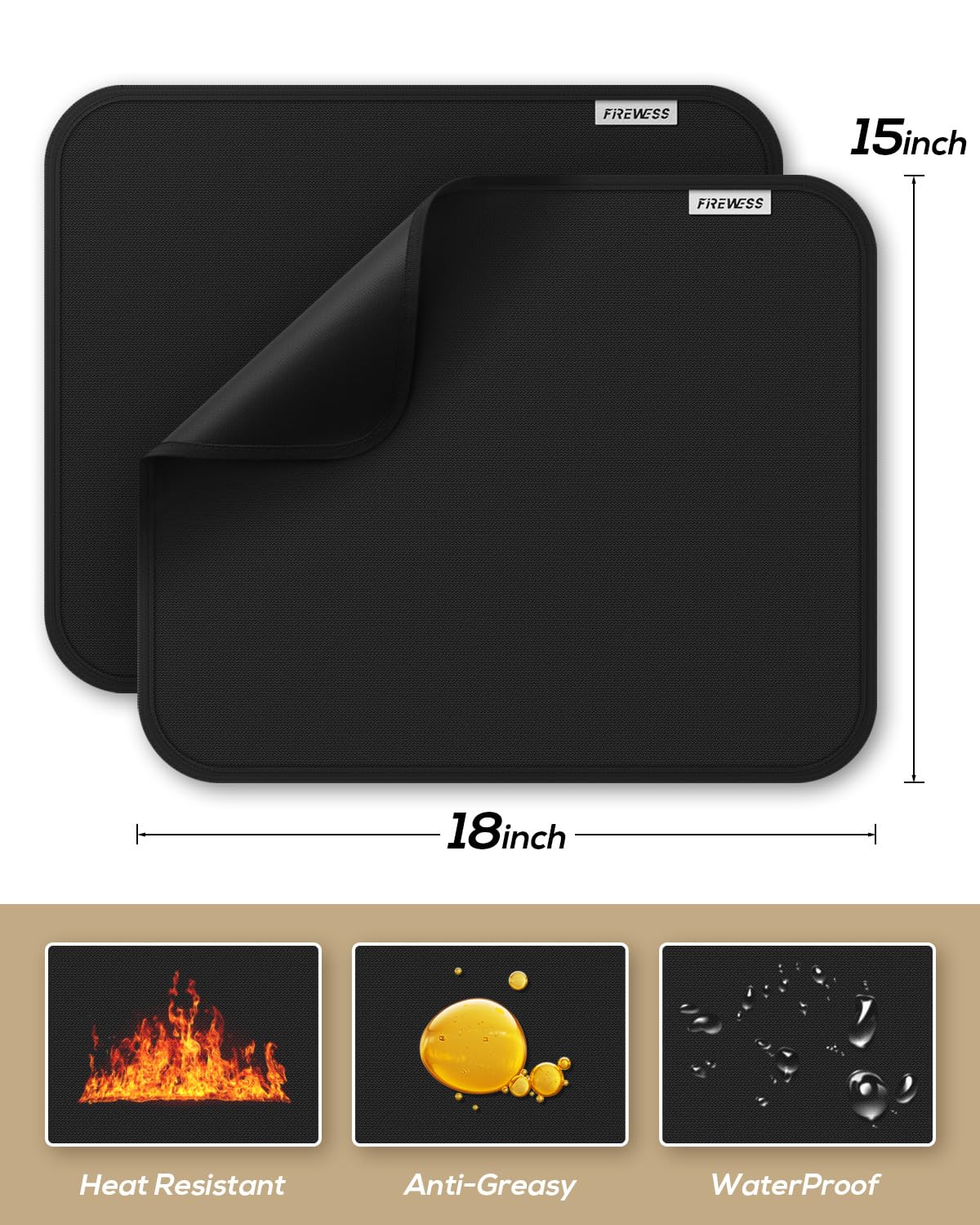 Firewess heat-resistant mat provides countertop protection during busy cooking sessions
