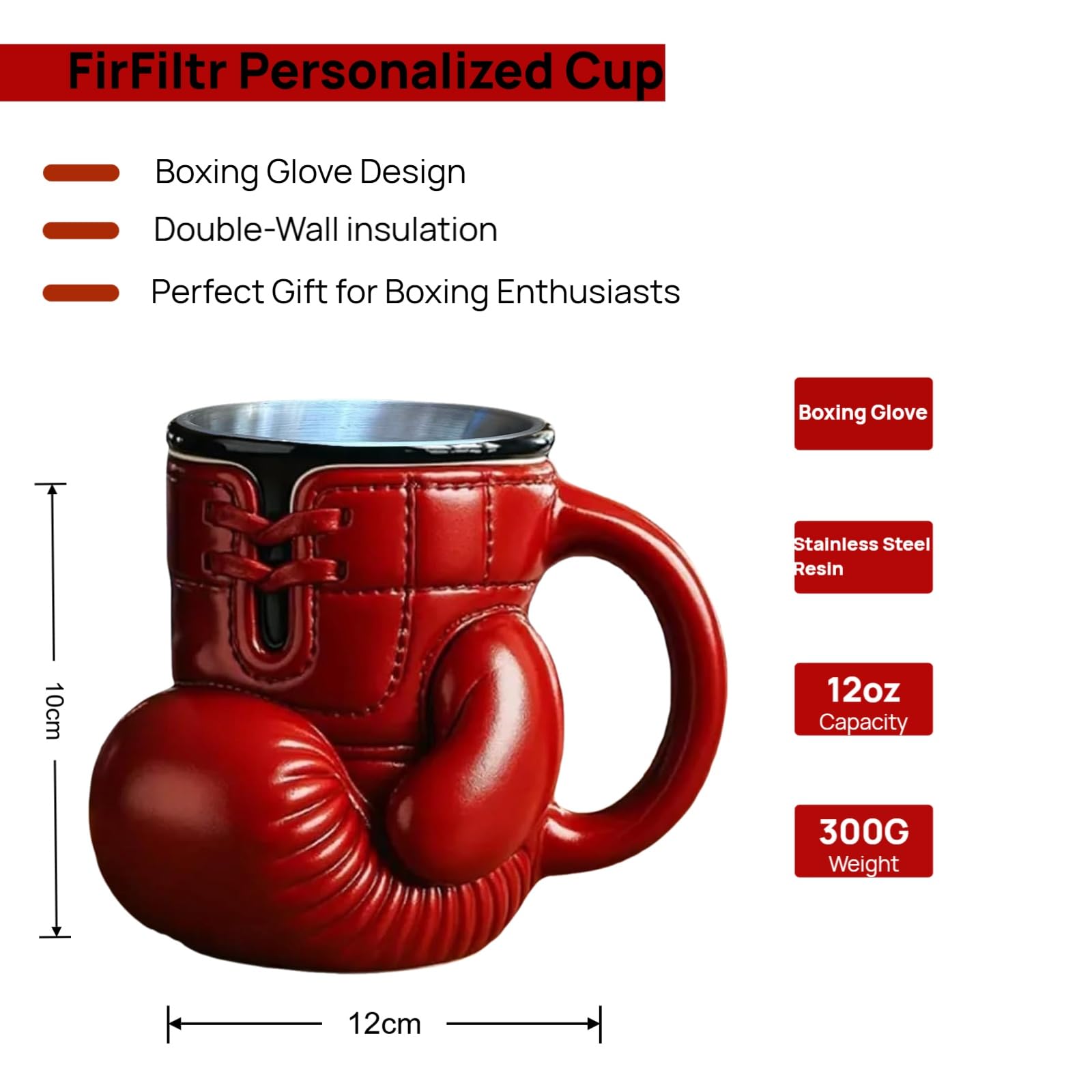 FirFiltr 3D boxing glove design highlights craftsmanship suited for display or gifting.