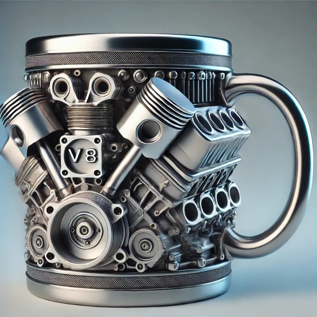 FirFiltr V8 Engines mug with engine detail for auto enthusiasts
