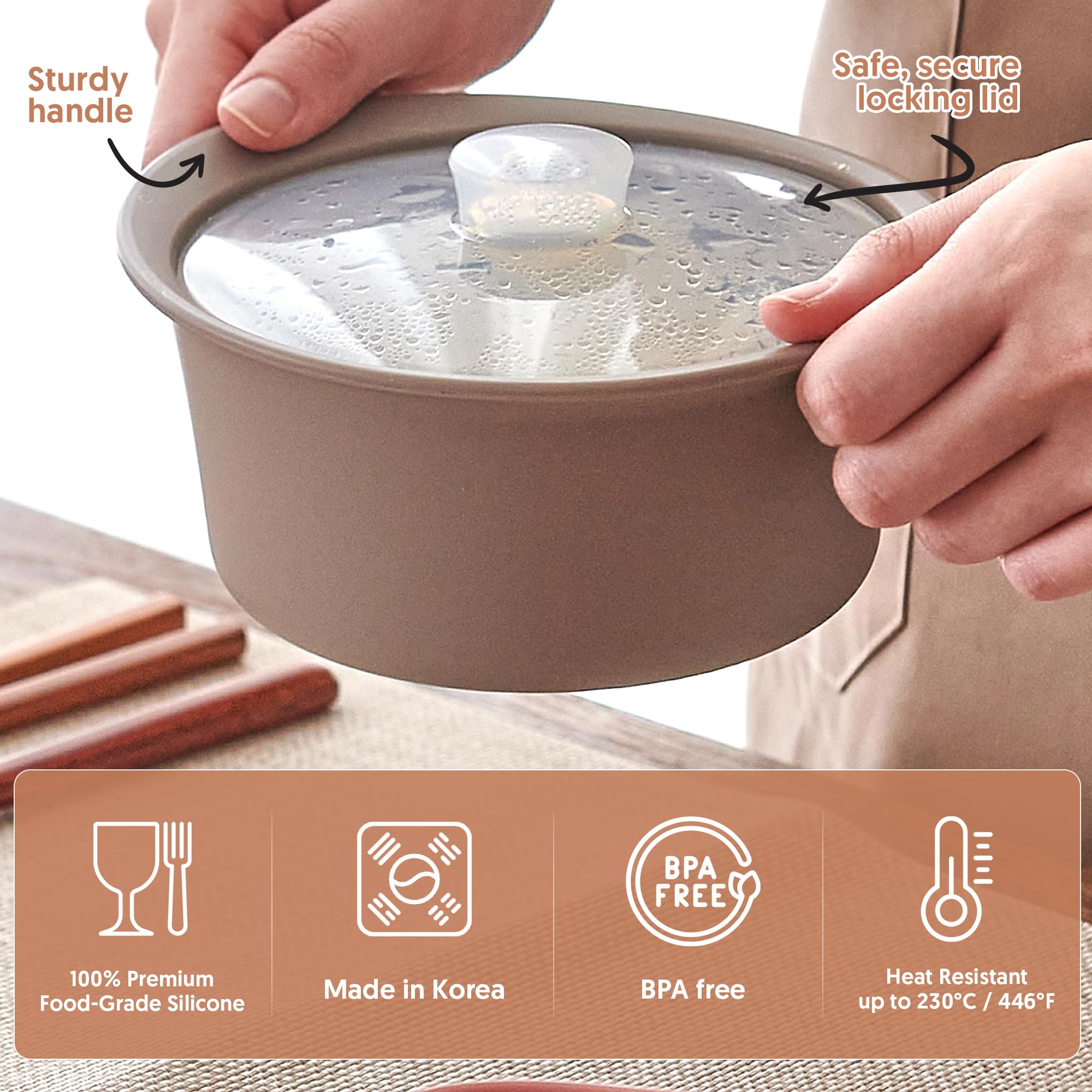 Nonstick surface on Firgi steamer pot for effortless cleaning after meals.