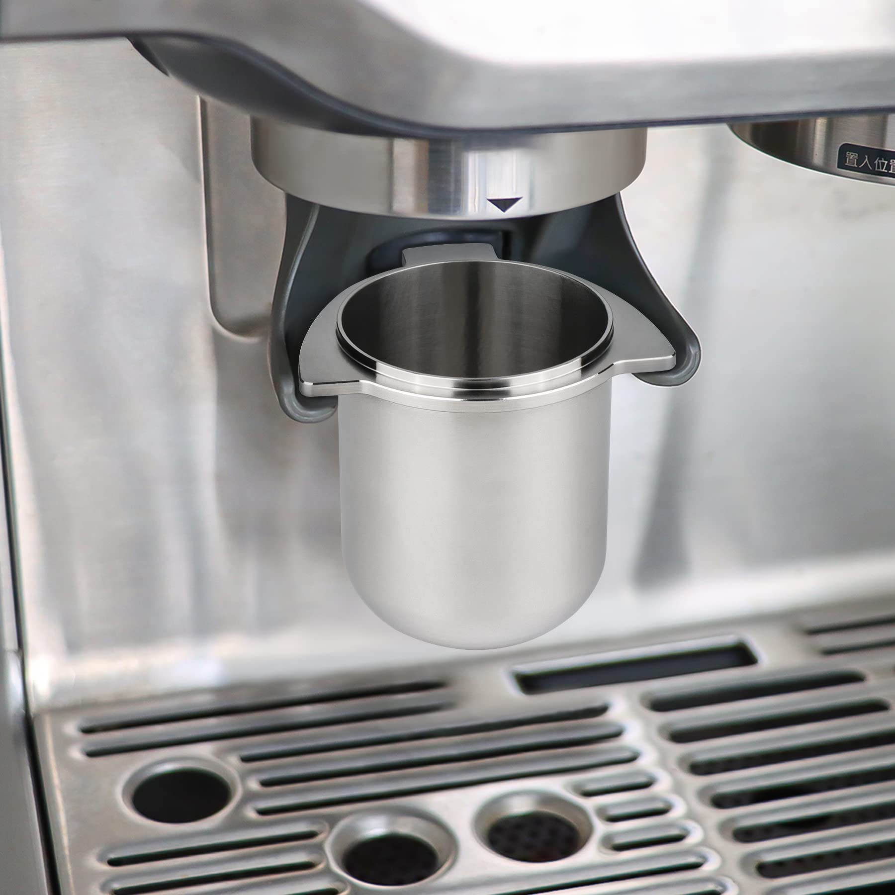 FIRJOY 54mm portafilter fit shown on Breville machines for seamless grinding.