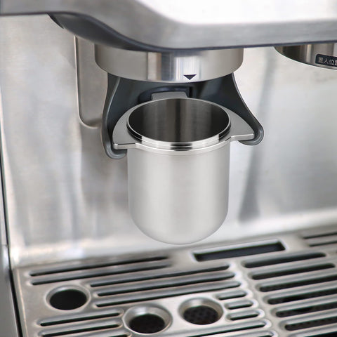 FIRJOY 54mm portafilter fit shown on Breville machines for seamless grinding.