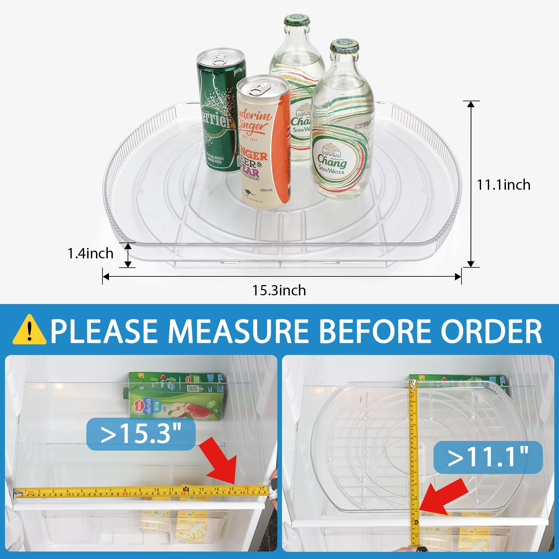 FIRJOY fridge turntable with smooth rotation for quick item retrieval