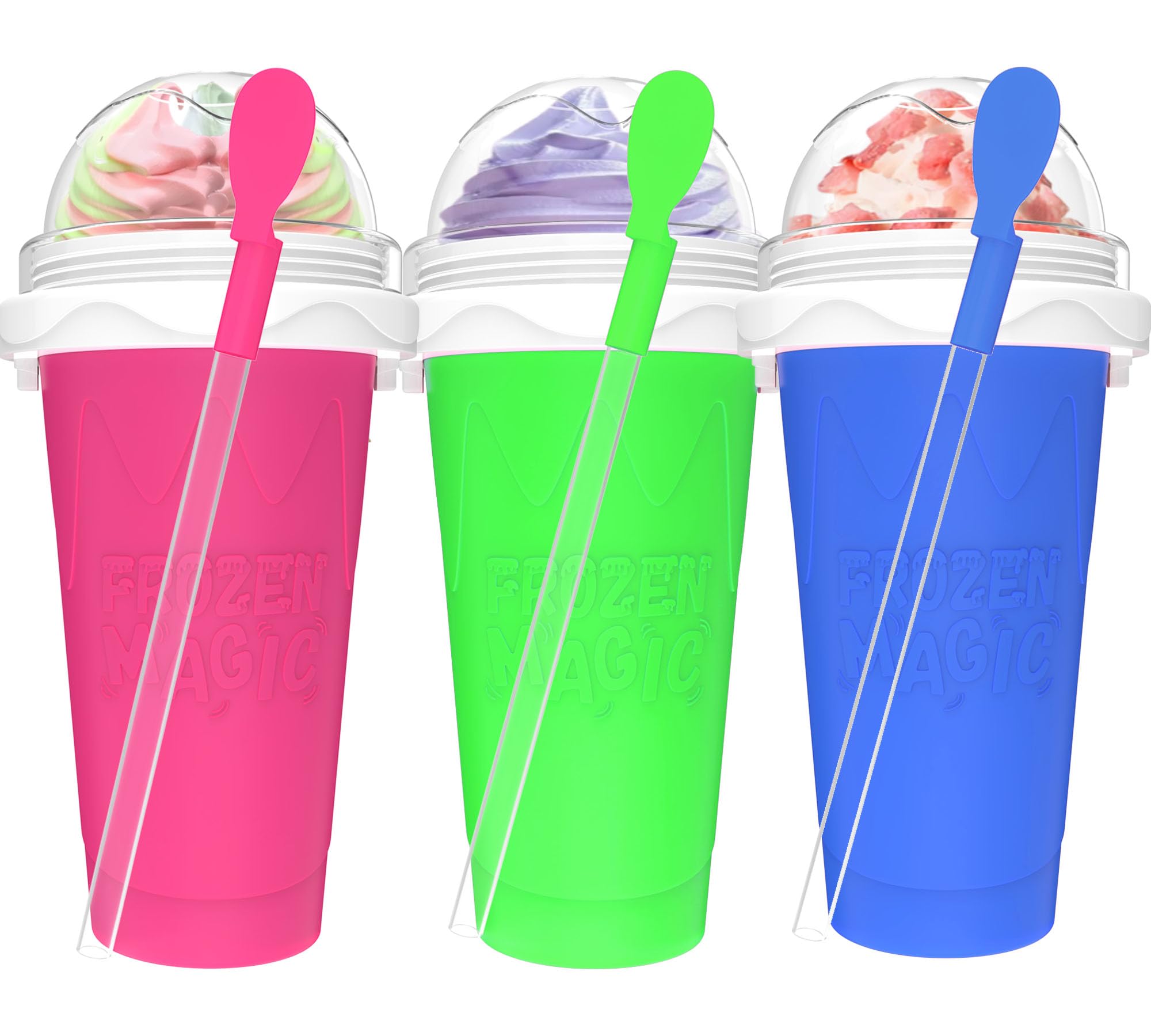 Firjuty 3pcs slushie maker cups pack, front view, convenient party tool
