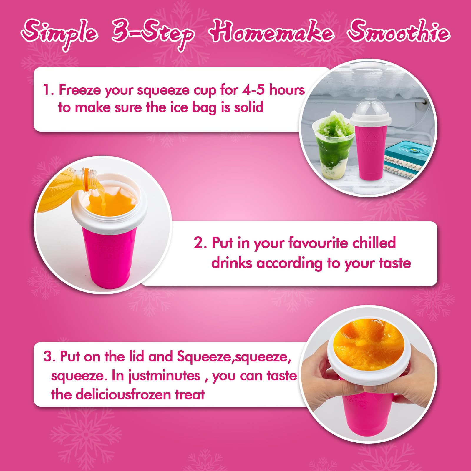Firjuty slushie cup uses food-grade silicone for safe, reusable enjoyment