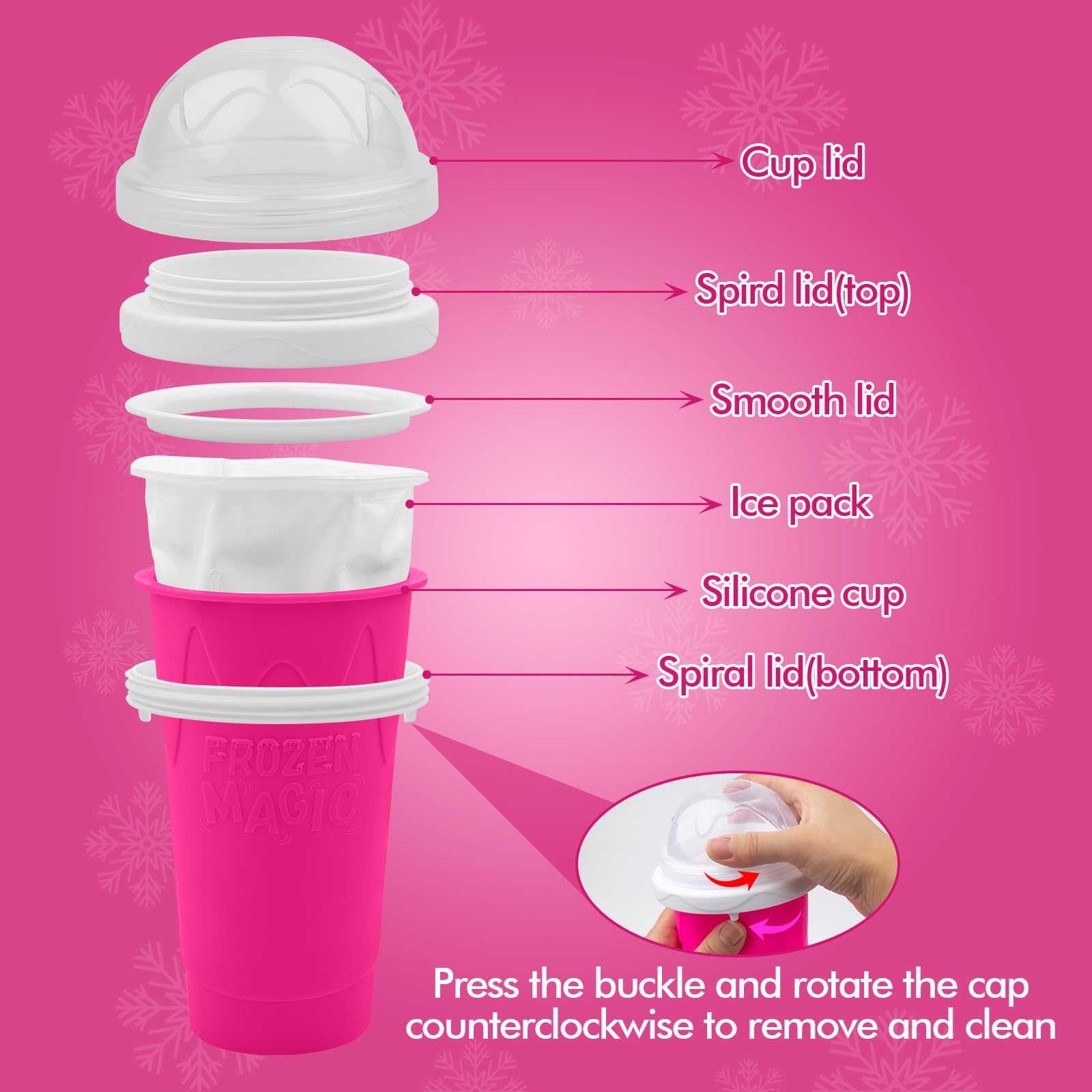 Firjuty Slushie Cup uses food-grade silicone for safe, reusable enjoyment