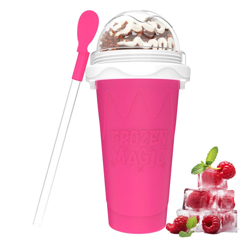Firjuty Slushie Maker Cup shows quick-freeze action for fast icy drinks