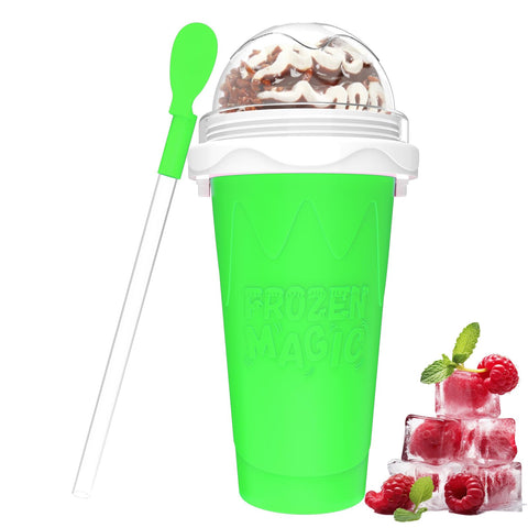 Firjuty Slushie Maker Cup green exterior ready for quick at-home treats.