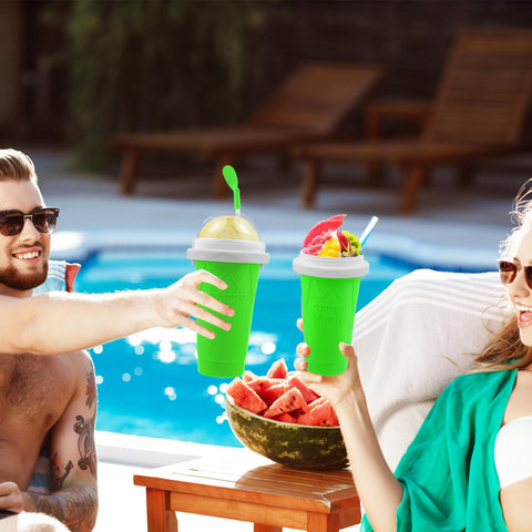 Firjuty Slushie Maker Cup travel lid attached for on-the-go sipping.