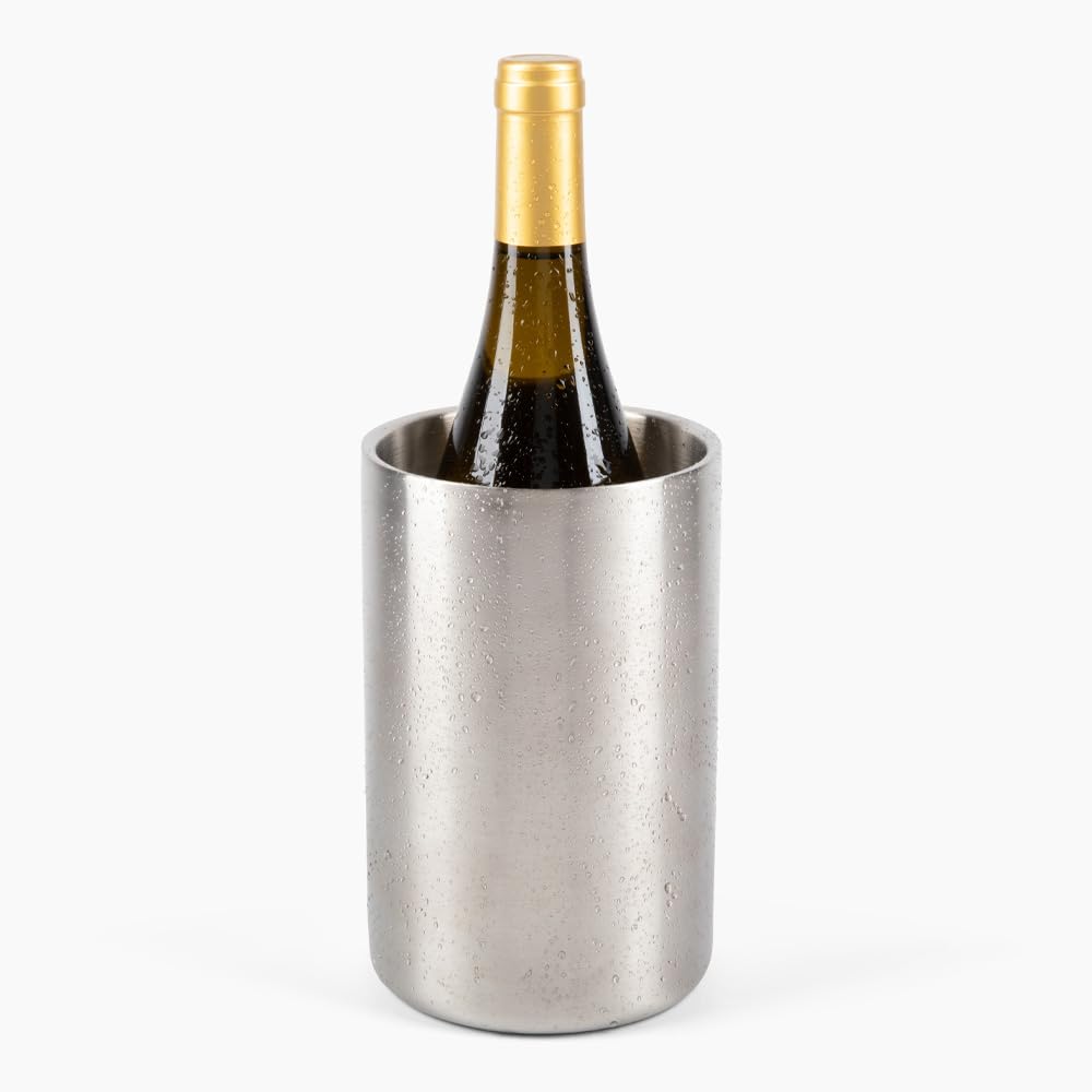 Firstleaf iceless double-wall chiller keeps wine cold without ice.