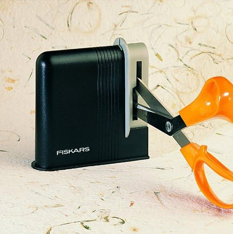 Fiskars Sharpener body doubles as a steady handle during sharpening.