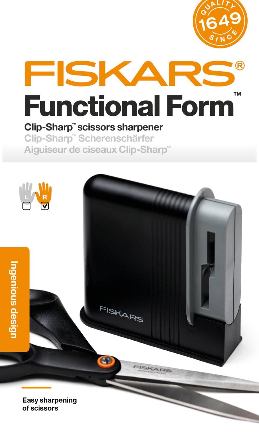 Fiskars sharpener design emphasizes durability and easy cleaning.
