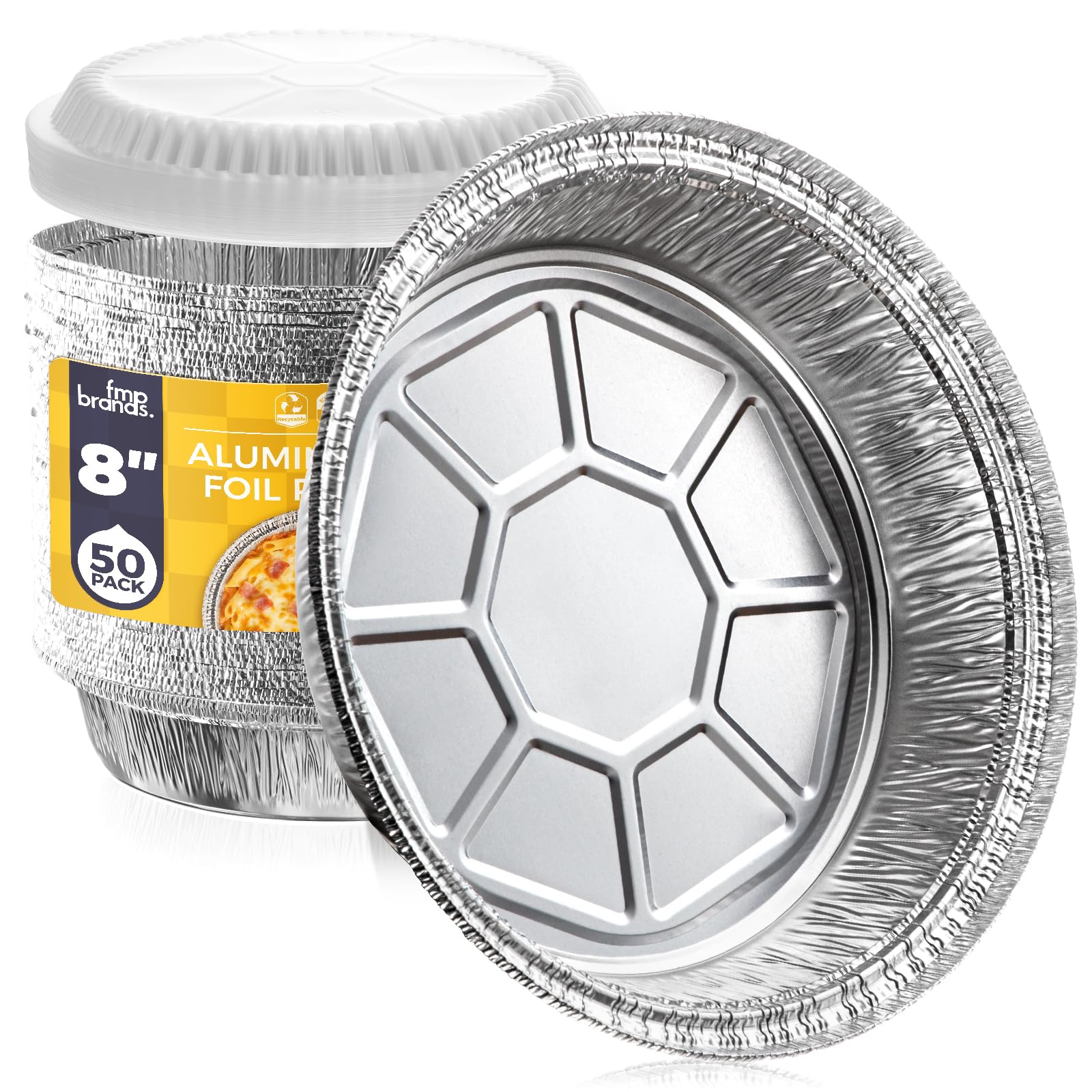 Fit Meal Prep 8-inch round foil pan with lid for even baking and easy storage