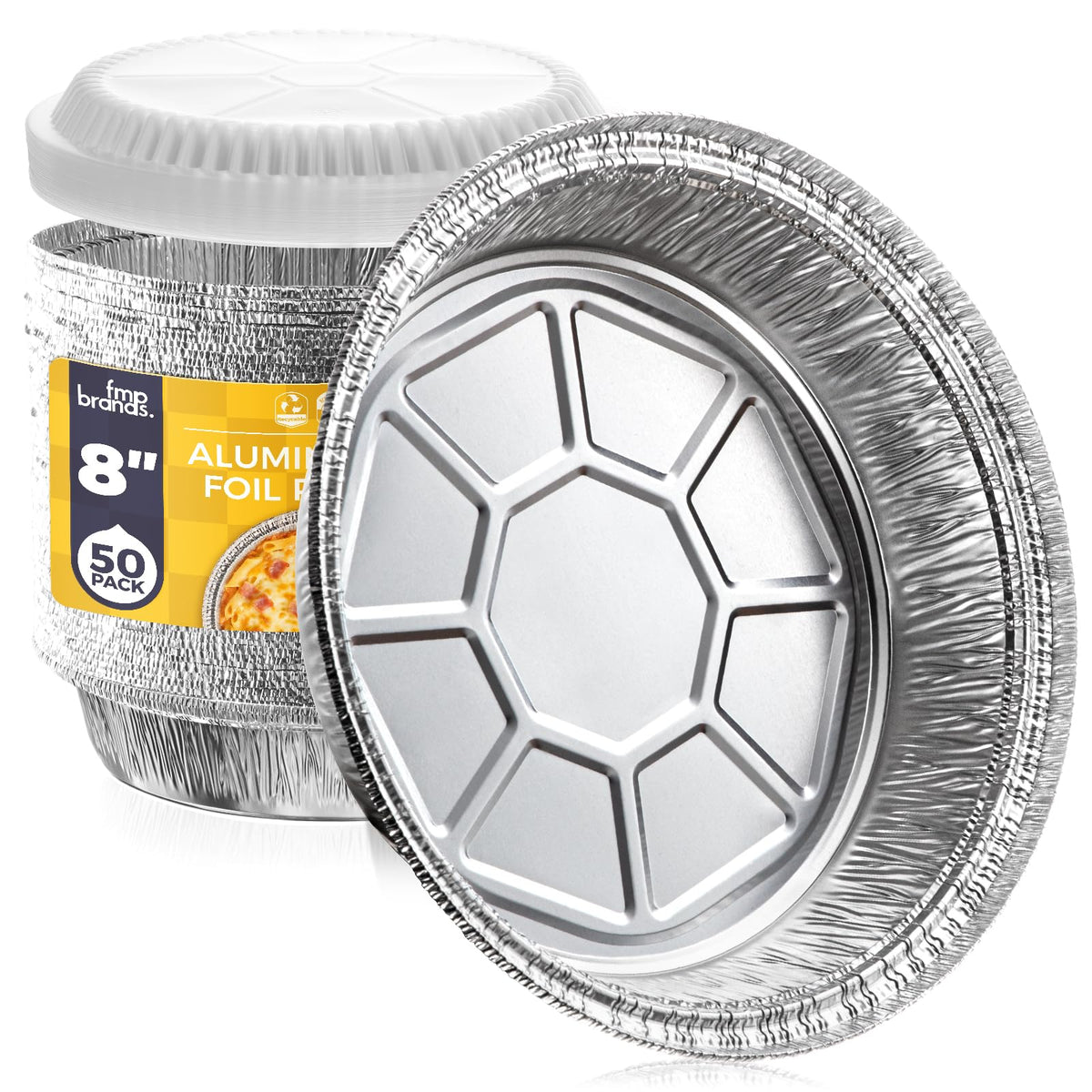 Fit Meal Prep 8-inch round foil pan with lid for even baking and easy storage