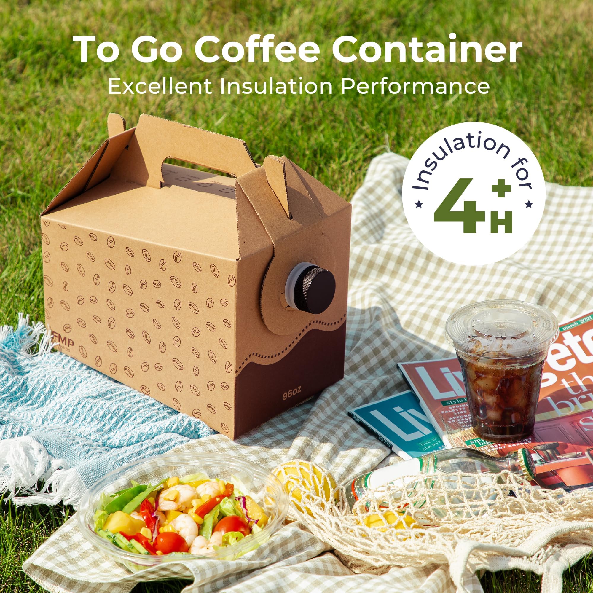 Fit Meal Prep 96 oz coffee dispensers in use at a catering station.