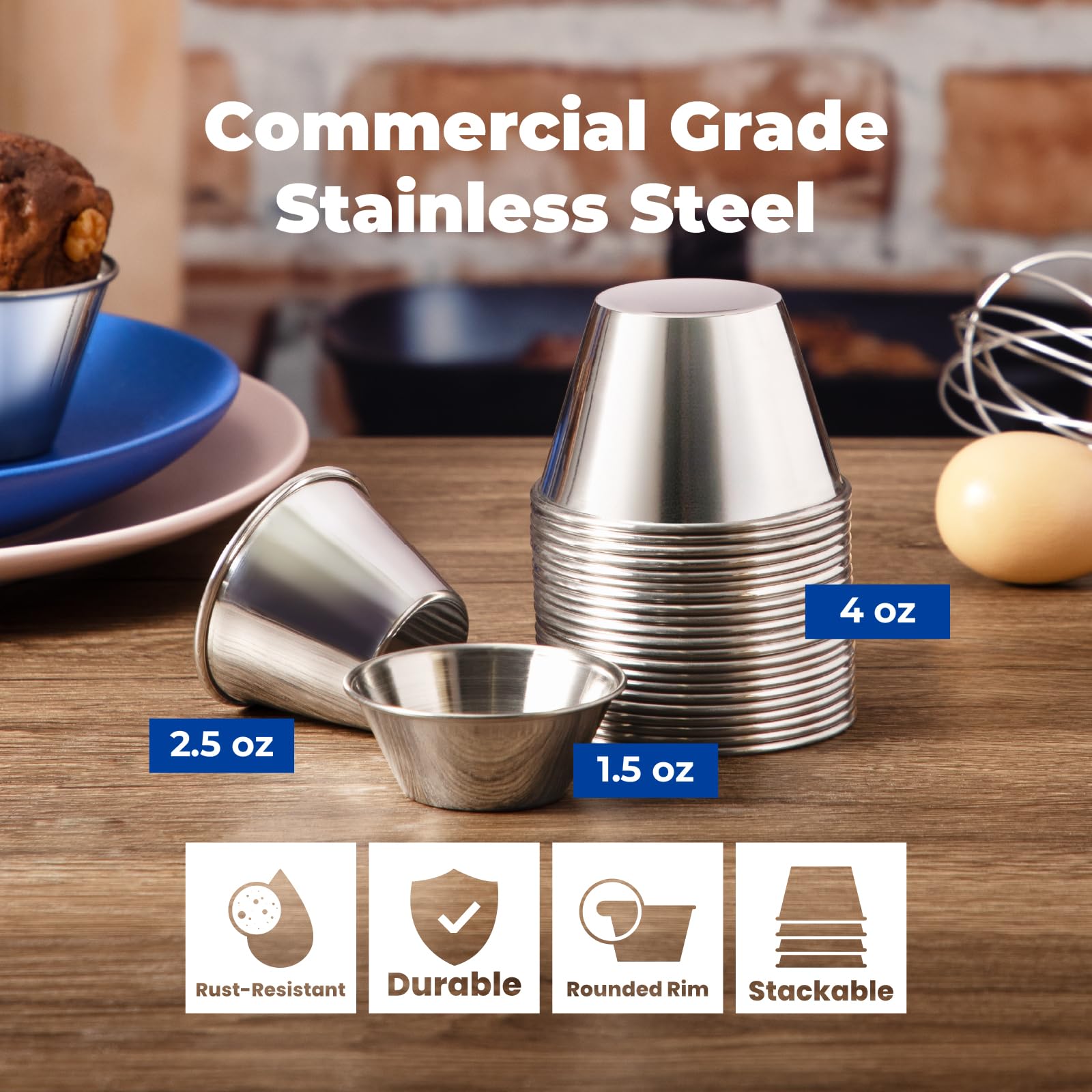 Fit Meal Prep durable metal dipping cups ideal for sauces, butter, and condiments