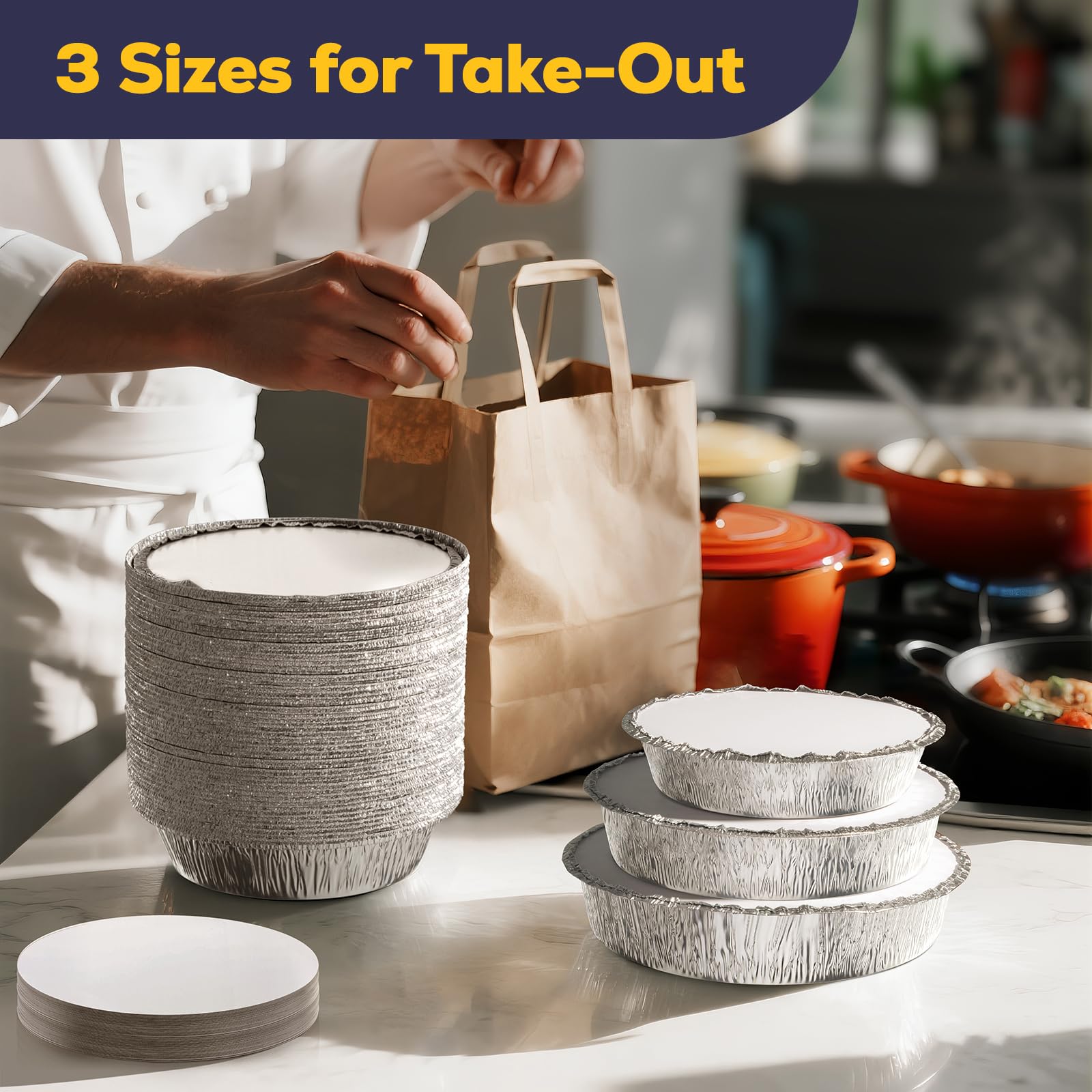 Fit Meal Prep stackable foil pans saving space in fridge or pantry