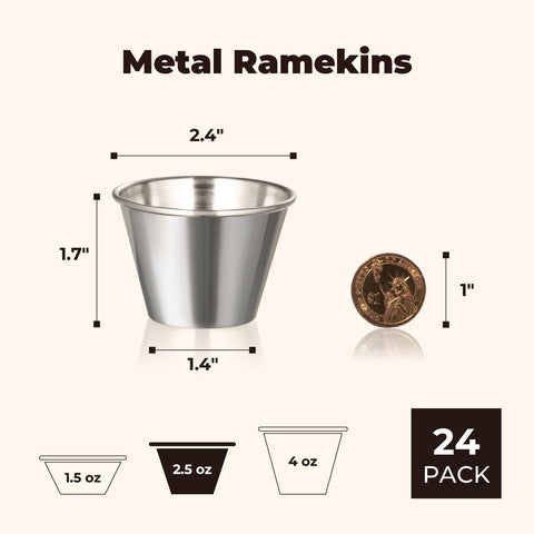 Fit Meal Prep stainless steel condiment ramekins, durable and reusable for daily sauces and dressings