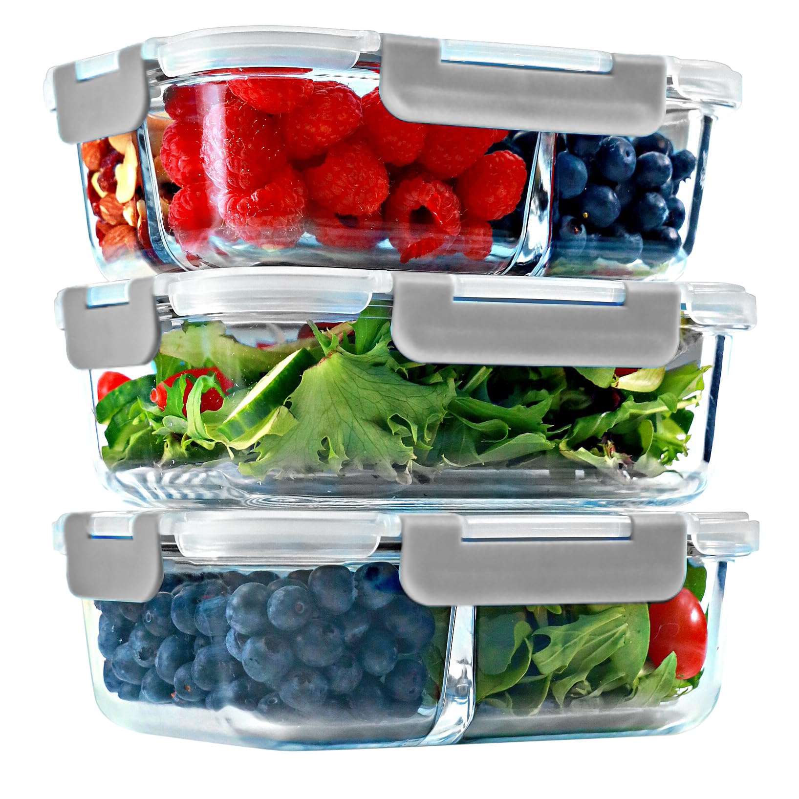FIT Strong & Healthy 1-compartment glass container for organized meal prep and portion control.