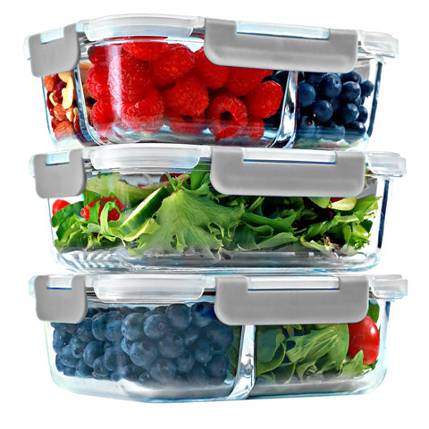 FIT Strong & Healthy 1-compartment glass container for organized meal prep and portion control.