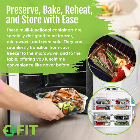 FIT Strong and Healthy leak-proof lid keeps meals secure during travel and storage.