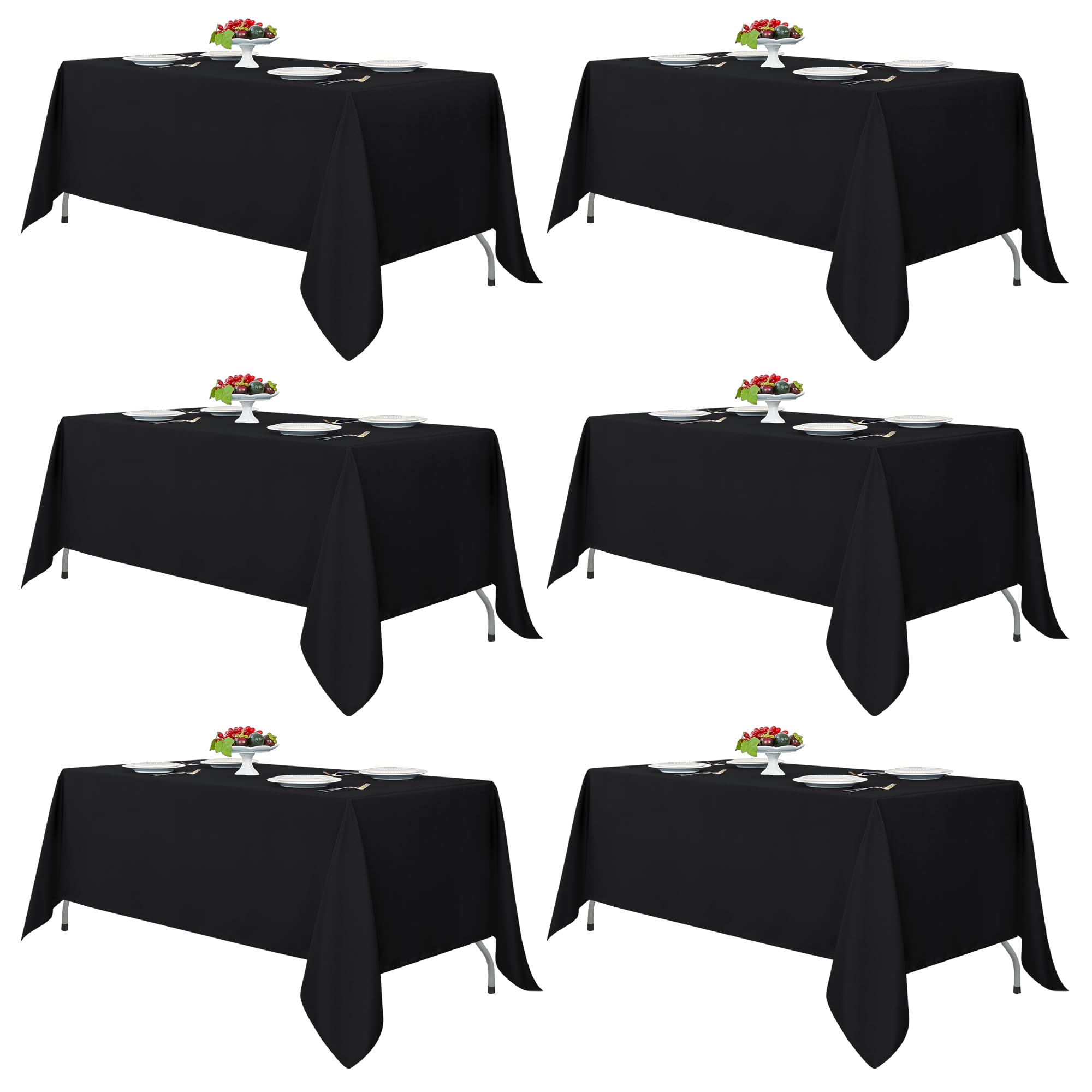 Fitable black rectangle tablecloth 70x120 on table for elegant dining.