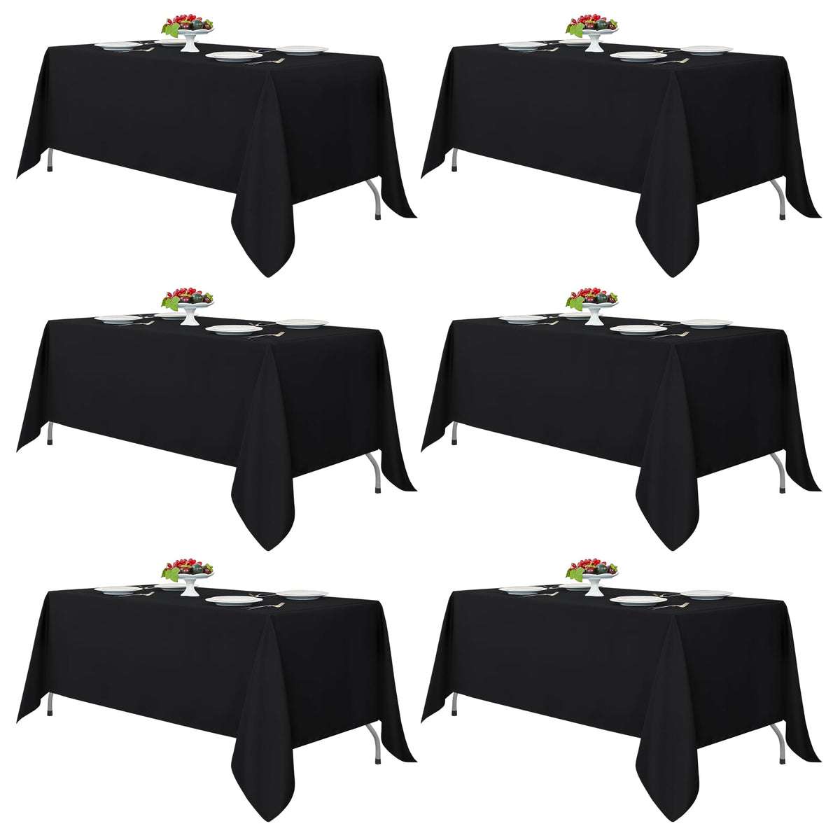 Fitable black rectangle tablecloth 70x120 on table for elegant dining.