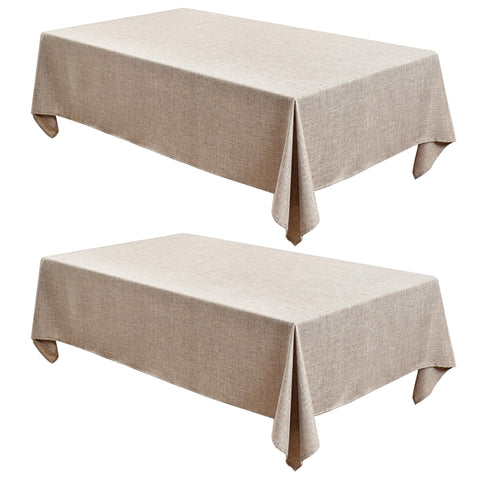 Fitable Nature faux linen tablecloth on a 60x84 inch dining table for a refined dining setup.
