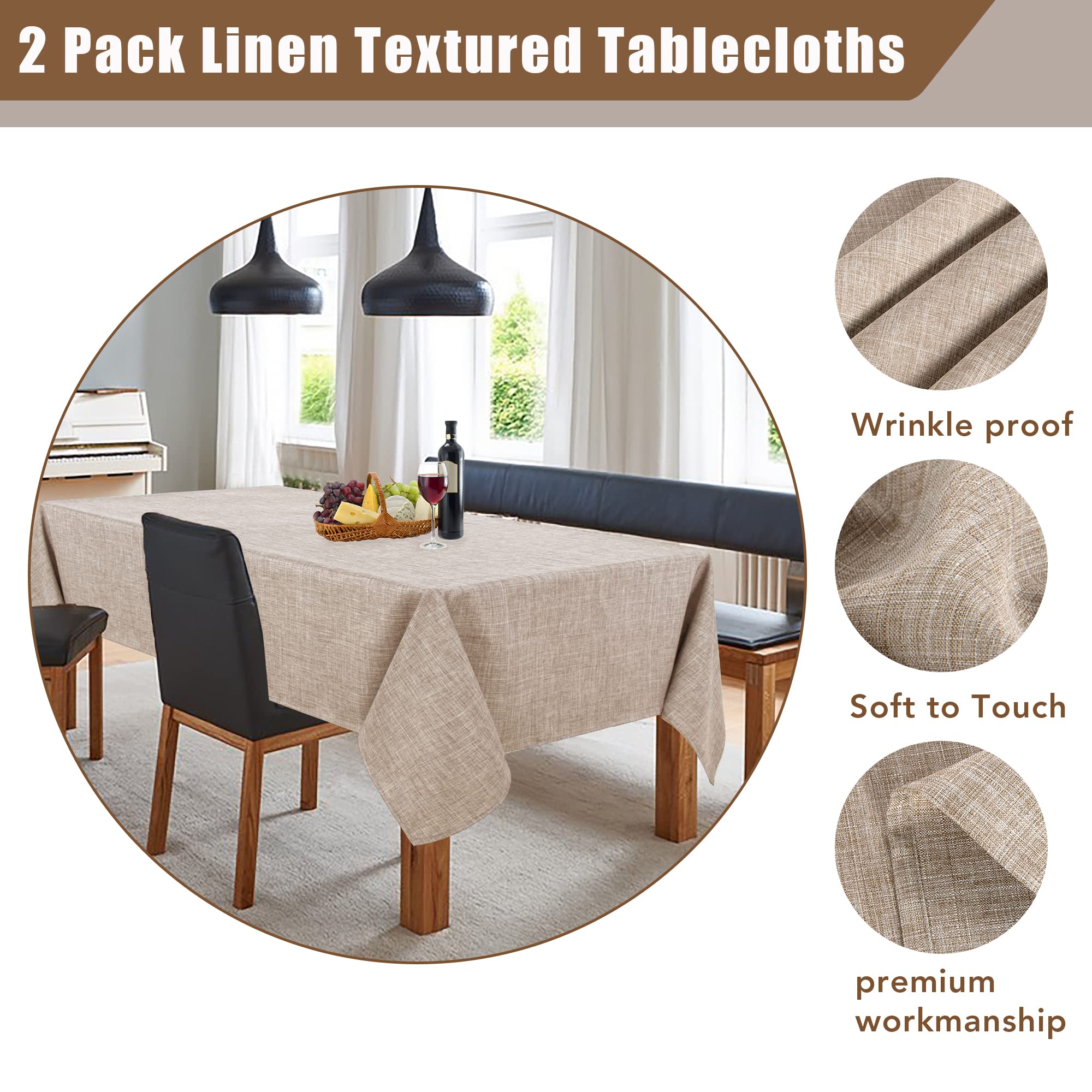 Fitable Nature neutral color tablecloth complements various decors and settings.