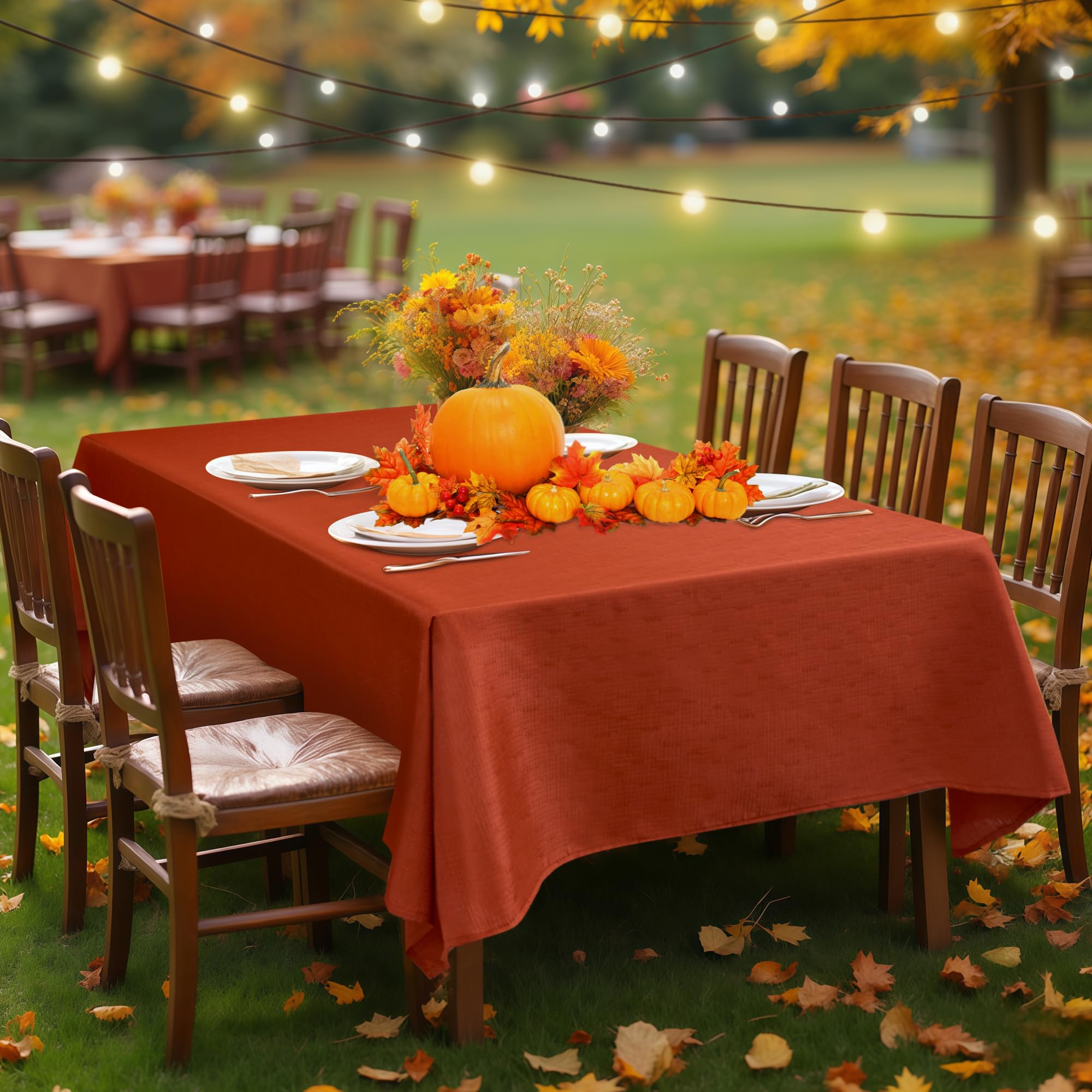 Fitable linen-textured fabric provides stain and scratch protection for everyday meals