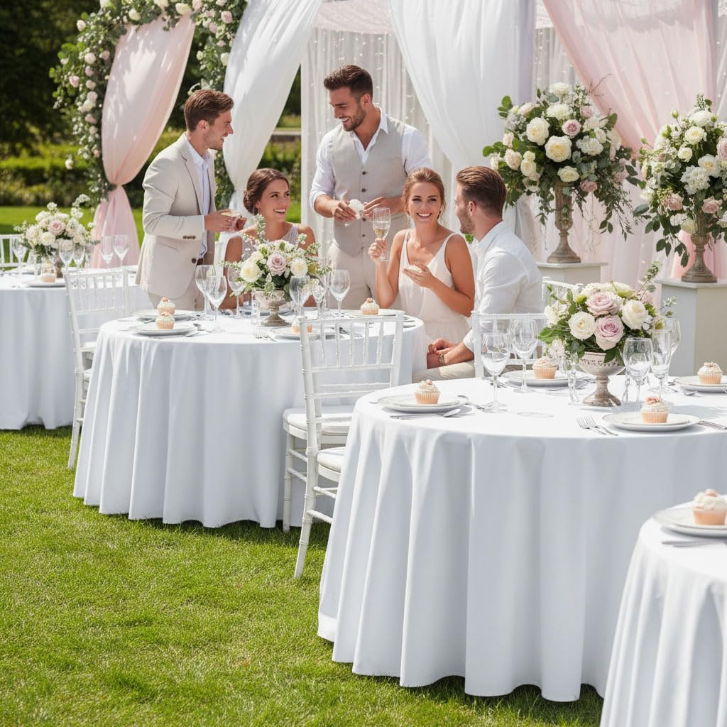 Fitable tablecloth enhances party and banquet aesthetics with a clean backdrop.
