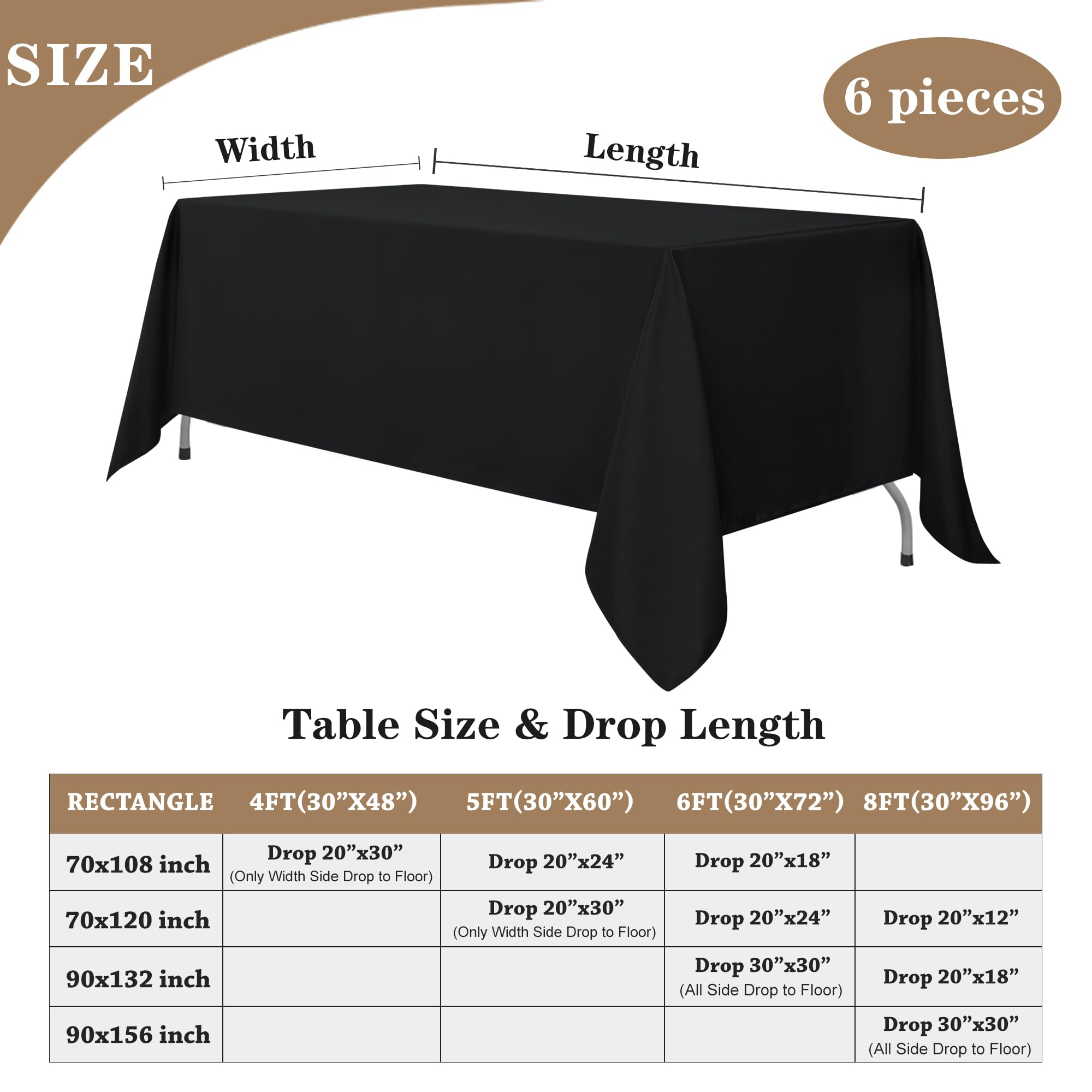 Six-pack of Fitable tablecloths ready for wedding or banquet use.