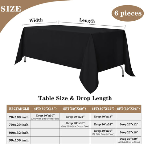 Six-pack of Fitable tablecloths ready for wedding or banquet use.