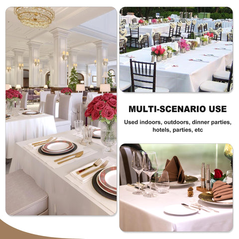 Wedding reception setup with Fitable black tablecloths for a refined look.