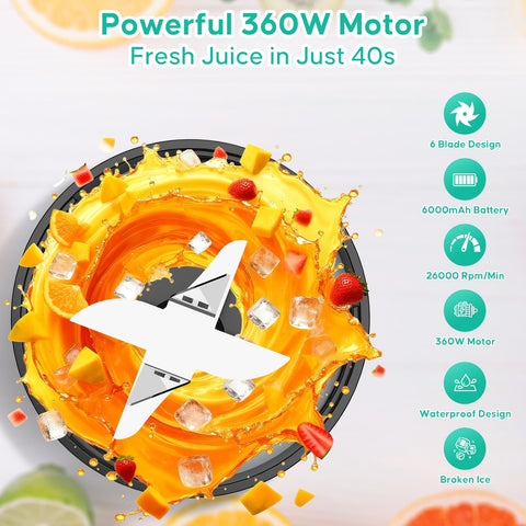 FITECHZY 300W motor and blades create silky blends from ice and fruit.